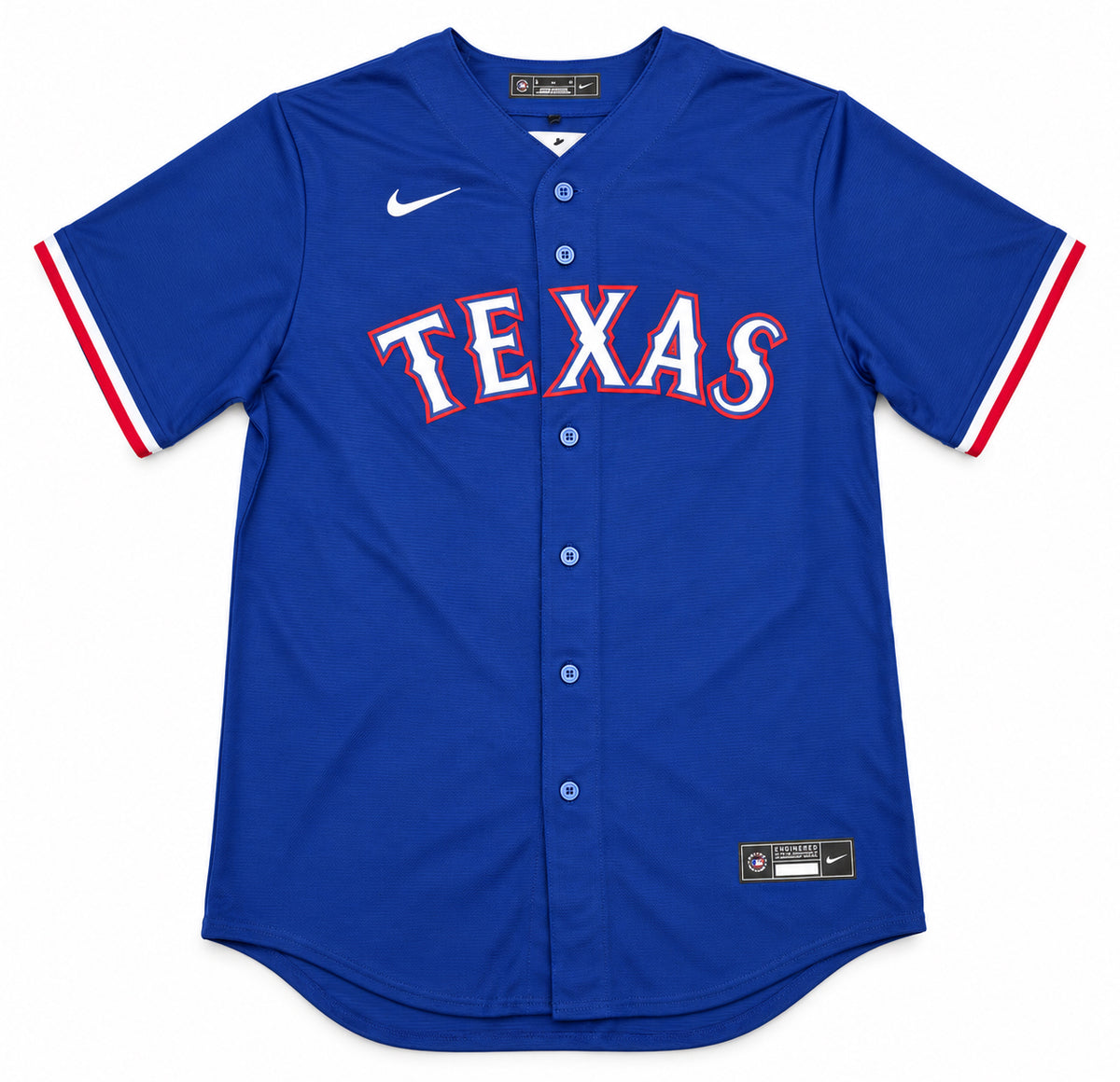 Texas Rangers Evan Carter Autographed Blue Nike Jersey Size XL "23 WS Champs" Beckett BAS Witness Stock #268180