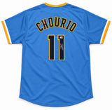 Milwaukee Brewers Jackson Chourio Autographed Powder Blue Jersey Beckett BAS QR Stock #268185