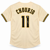 Milwaukee Brewers Jackson Chourio Autographed Cream Jersey Beckett BAS QR Stock #268186