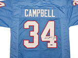 Houston Oilers Earl Campbell Autographed Blue Jersey "HOF 91" Beckett BAS Witness Stock #268187