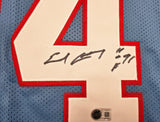 Houston Oilers Earl Campbell Autographed Blue Jersey "HOF 91" Beckett BAS Witness Stock #268187