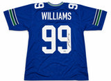 Seattle Seahawks Leonard Williams Autographed Blue Throwback Jersey Grad Witness Stock #268200