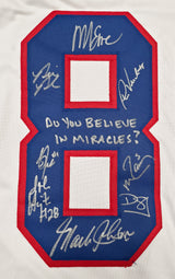 1980 Team USA Miracle on Ice Autographed White Jersey With 17 Signatures Including Mike Eruzione & Jim Craig "Do You Believe in Miracles" JSA Witness Stock #268133