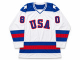1980 Team USA Miracle on Ice Autographed White Jersey With 17 Signatures Including Mike Eruzione & Jim Craig "Do You Believe in Miracles" JSA Witness Stock #268133