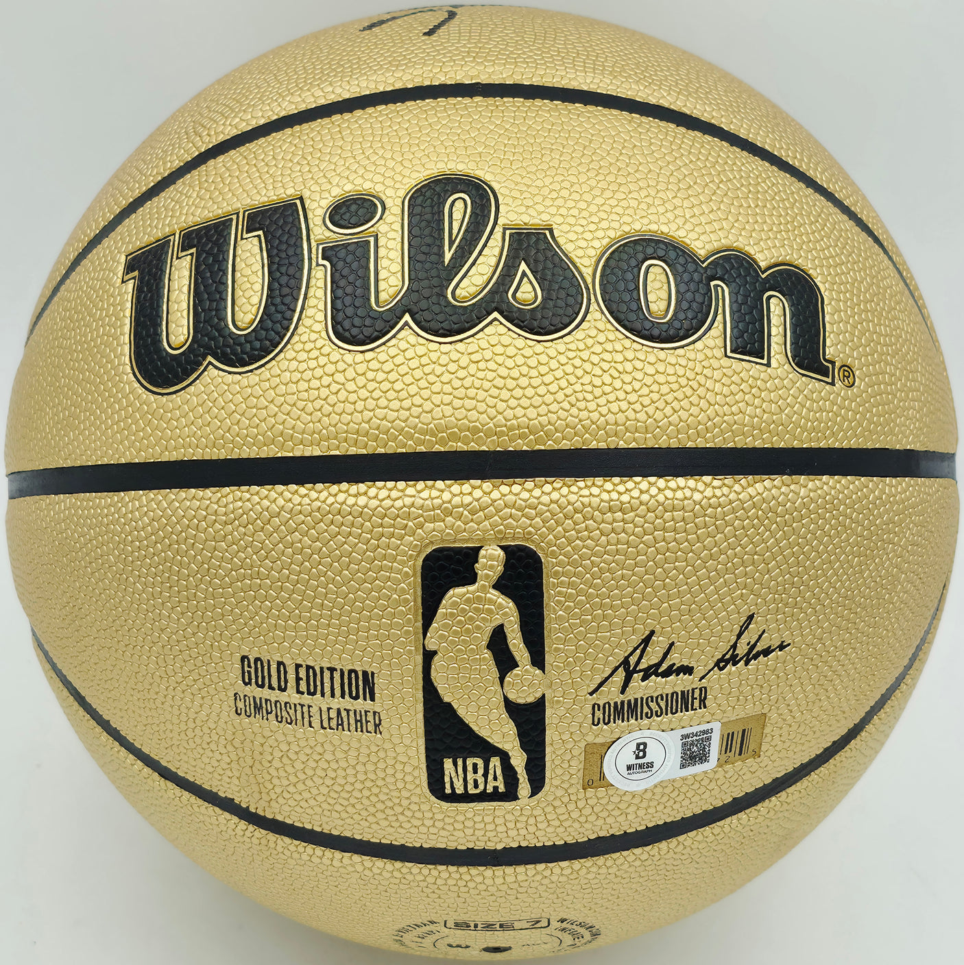 Allen Iverson Autographed Gold Edition Composite Leather Basketball Philadelphia 76ers Beckett BAS Witness Stock #253647