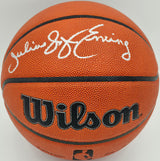 Julius "Dr. J" Erving Autographed Authentic Series Indoor/Outdoor Basketball Philadelphia 76ers Beckett BAS Witness Stock #253708