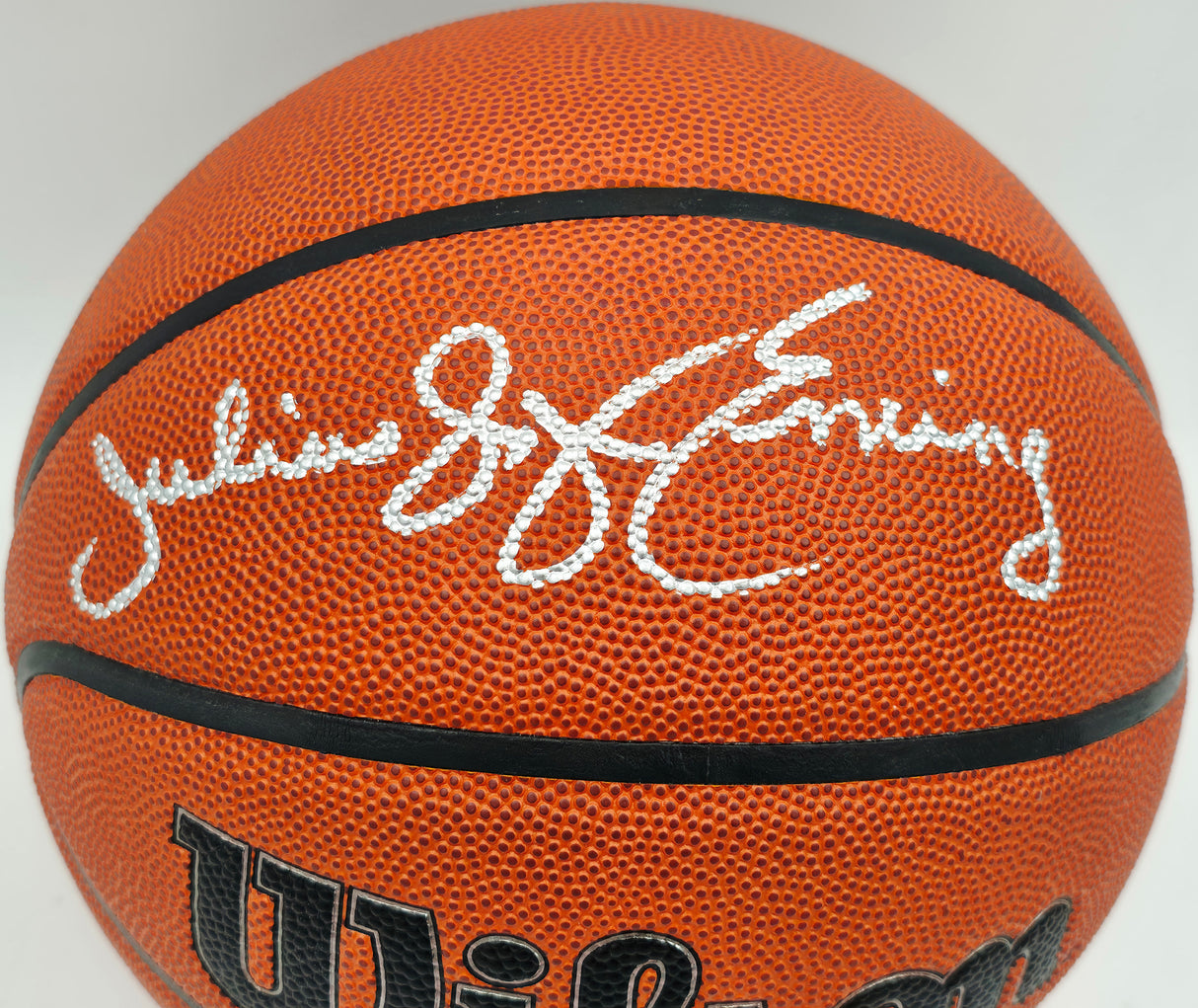 Julius "Dr. J" Erving Autographed Authentic Series Indoor/Outdoor Basketball Philadelphia 76ers Beckett BAS Witness Stock #253708