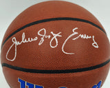 Julius "Dr. J" Erving Autographed Composite Leather Philadelphia 76ers Logo Basketball Beckett BAS Witness Stock #253709