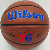 Julius "Dr. J" Erving Autographed Composite Leather Philadelphia 76ers Logo Basketball Beckett BAS Witness Stock #253709