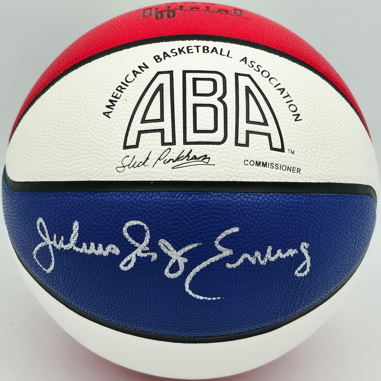 Julius "Dr. J" Erving Autographed Red, White & Blue ABA Basketball New Jersey Nets Beckett BAS Witness Stock #253710