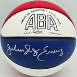 Julius "Dr. J" Erving Autographed Red, White & Blue ABA Basketball New Jersey Nets Beckett BAS Witness Stock #253710