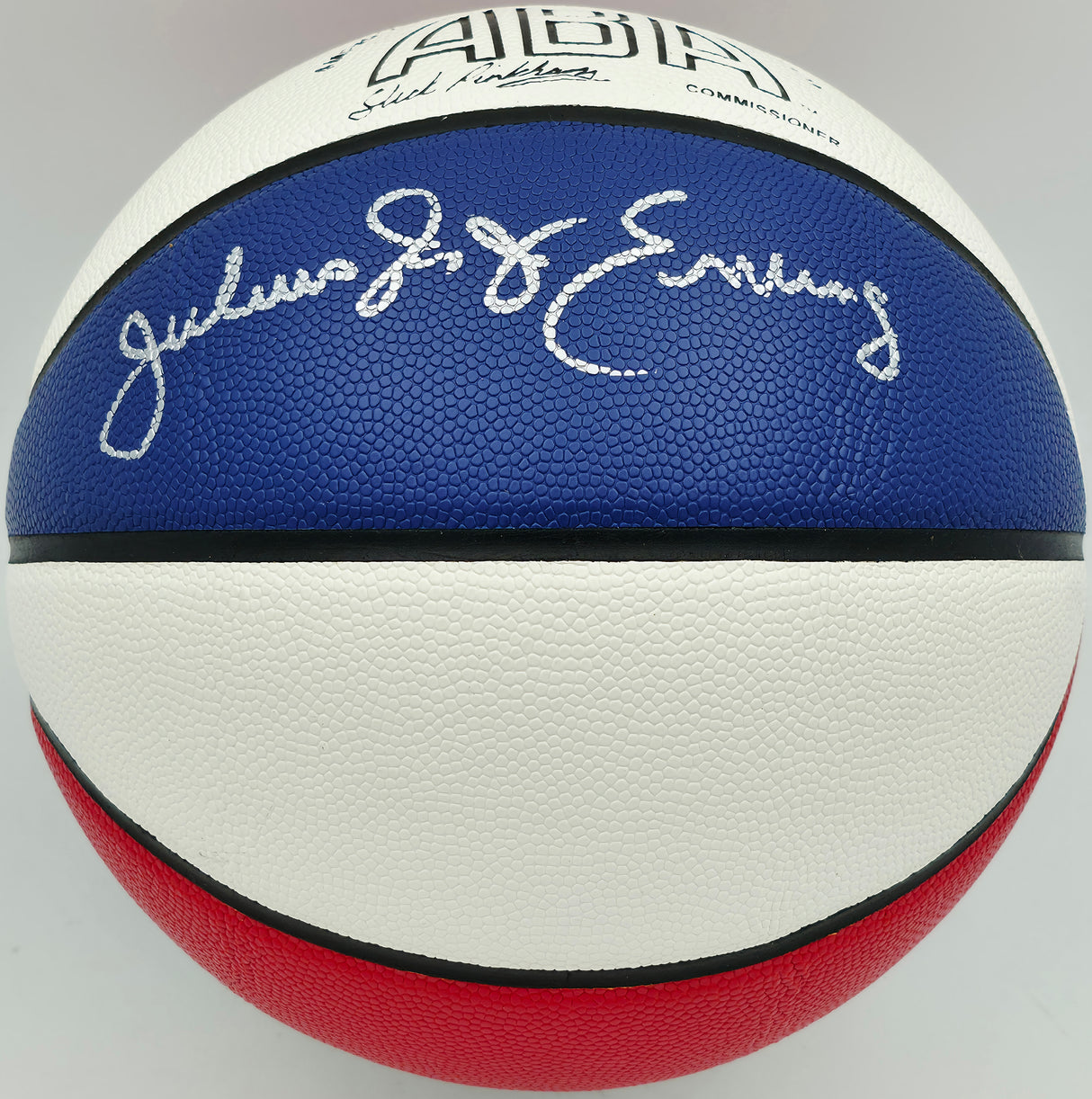 Julius "Dr. J" Erving Autographed Red, White & Blue ABA Basketball New Jersey Nets Beckett BAS Witness Stock #253710