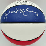 Julius "Dr. J" Erving Autographed Red, White & Blue ABA Basketball New Jersey Nets Beckett BAS Witness Stock #253710
