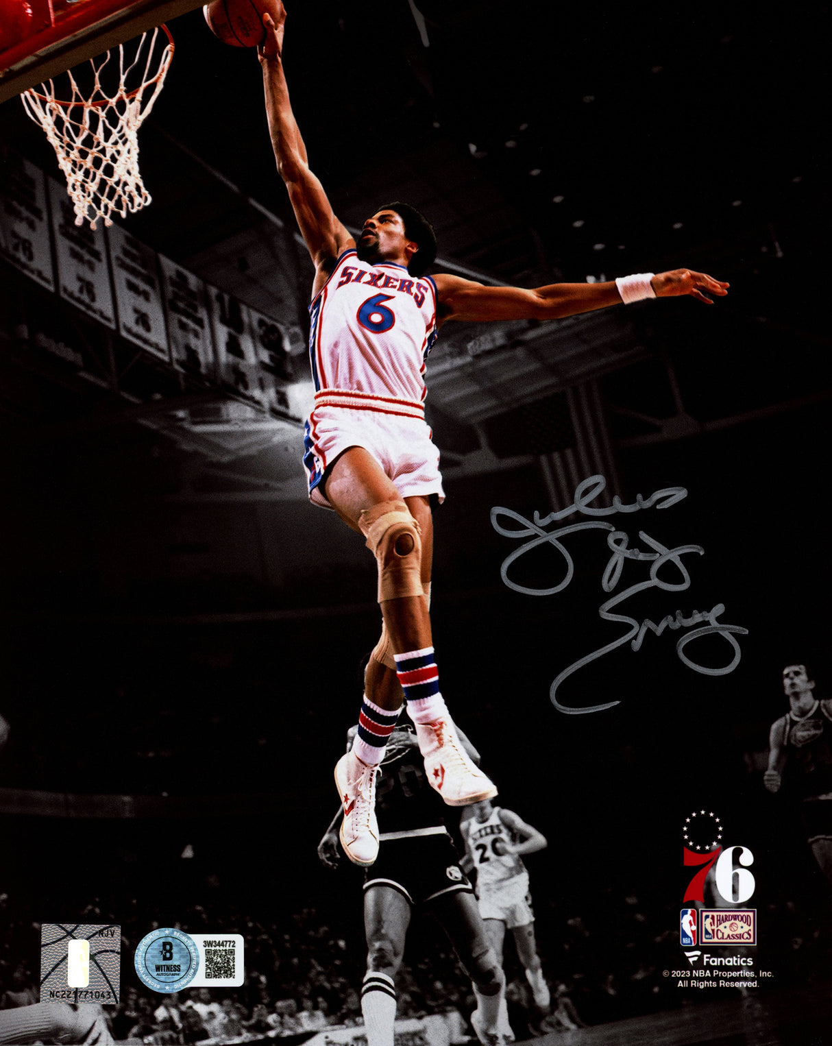 Julius "Dr. J" Erving Autographed 8x10 Photo Philadelphia 76ers Beckett BAS Witness Stock #253716
