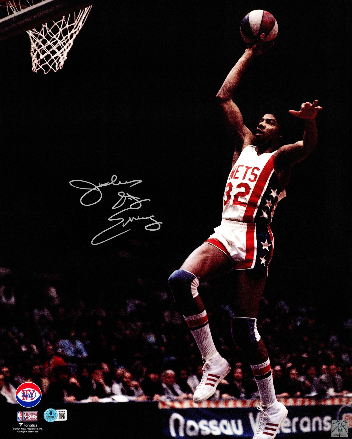 Julius "Dr. J" Erving Autographed 16x20 Photo New Jersey Nets Beckett BAS Witness Stock #253711