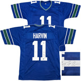 Seattle Seahawks Percy Harvin Autographed Blue Jersey MCS Holo Stock #253903