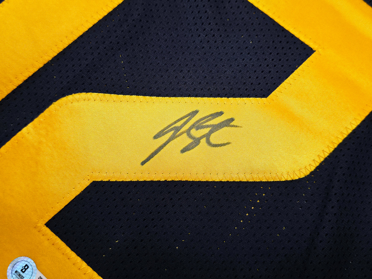 West Virginia Mountaineer Geno Smith Autographed Blue Jersey Beckett BAS Witness Stock #254165