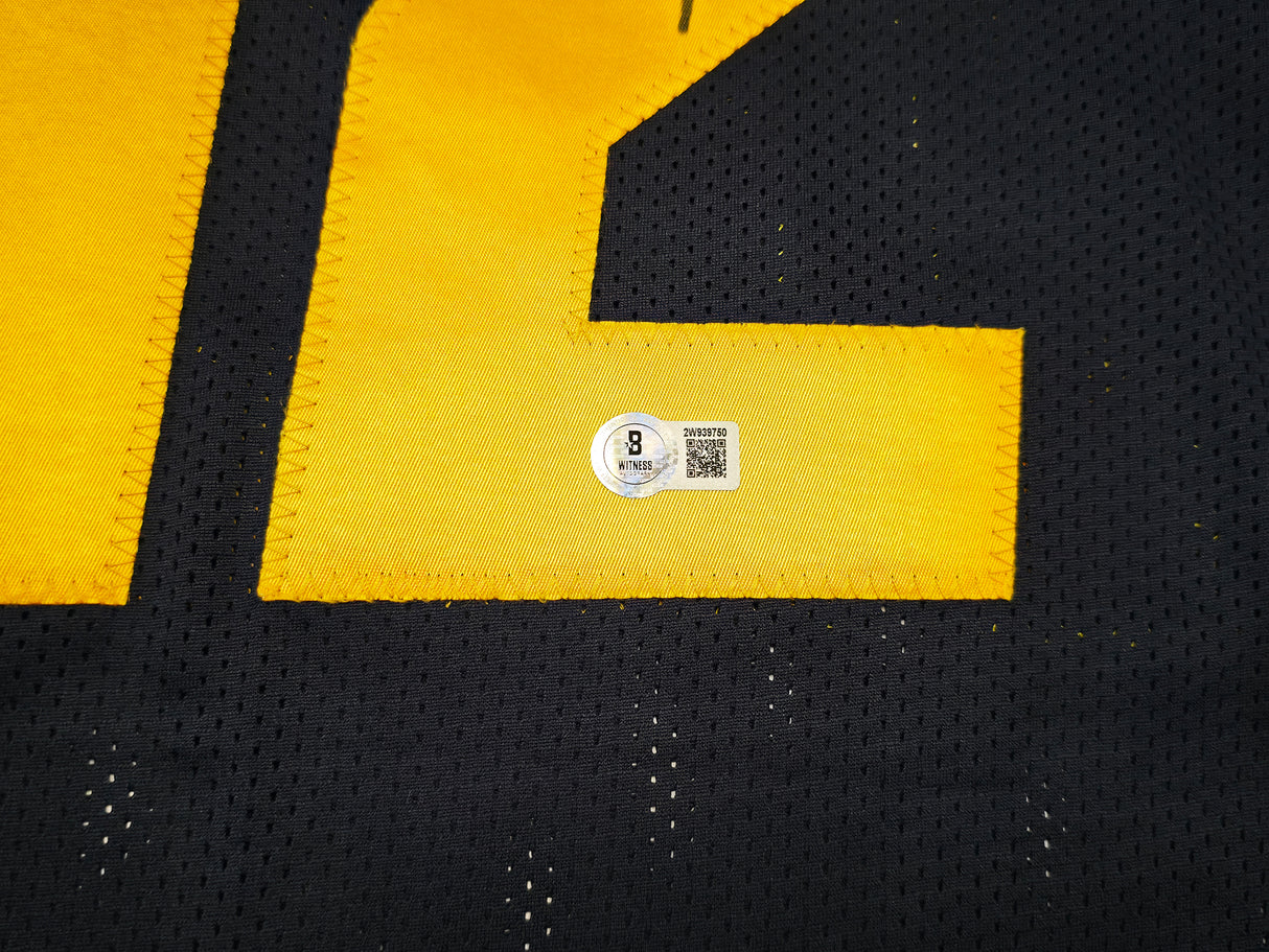 West Virginia Mountaineer Geno Smith Autographed Blue Jersey Beckett BAS Witness Stock #254165