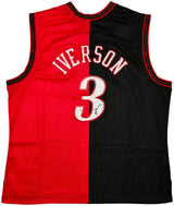 Philadelphia 76ers Allen Iverson Autographed Black & Red Authentic Mitchell & Ness 2000-01 HWC Swingman Split Jersey Size 2XL Beckett BAS Witness Stock #253625