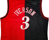 Philadelphia 76ers Allen Iverson Autographed Black & Red Authentic Mitchell & Ness 2000-01 HWC Swingman Split Jersey Size 2XL Beckett BAS Witness Stock #253625