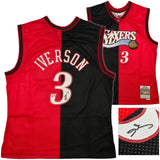 Philadelphia 76ers Allen Iverson Autographed Black & Red Authentic Mitchell & Ness 2000-01 HWC Swingman Split Jersey Size XL Beckett BAS Witness Stock #253624