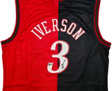 Philadelphia 76ers Allen Iverson Autographed Black & Red Authentic Mitchell & Ness 2000-01 HWC Swingman Split Jersey Size XL Beckett BAS Witness Stock #253624