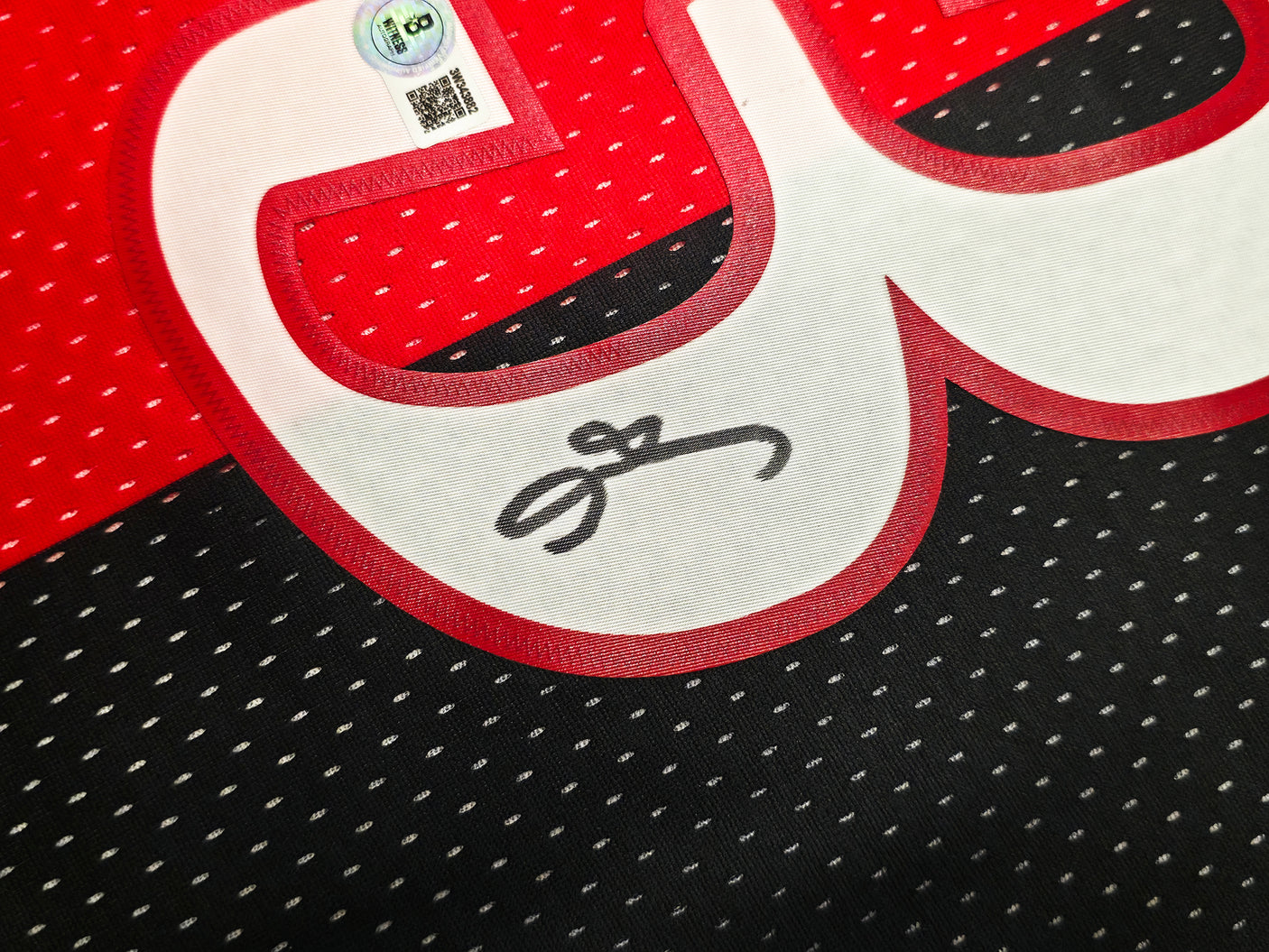 Philadelphia 76ers Allen Iverson Autographed Black & Red Authentic Mitchell & Ness 2000-01 HWC Swingman Split Jersey Size L Beckett BAS Witness Stock #253623