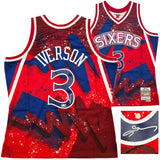 Philadelphia 76ers Allen Iverson Autographed Red Authentic Mitchell & Ness 1996-97 HWC Swingman Hyper Hoops Jersey Size XL Beckett BAS Witness Stock #253629