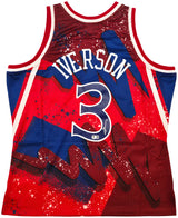 Philadelphia 76ers Allen Iverson Autographed Red Authentic Mitchell & Ness 1996-97 HWC Swingman Hyper Hoops Jersey Size XL Beckett BAS Witness Stock #253629