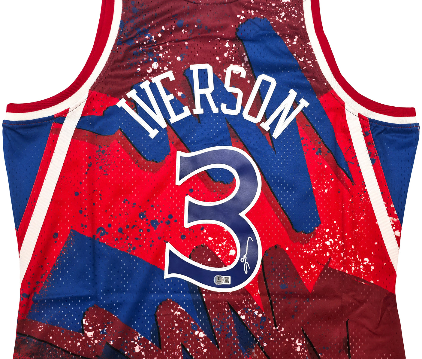 Philadelphia 76ers Allen Iverson Autographed Red Authentic Mitchell & Ness 1996-97 HWC Swingman Hyper Hoops Jersey Size XL Beckett BAS Witness Stock #253629