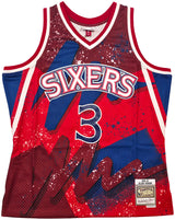 Philadelphia 76ers Allen Iverson Autographed Red Authentic Mitchell & Ness 1996-97 HWC Swingman Hyper Hoops Jersey Size XL Beckett BAS Witness Stock #253629
