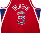 Philadelphia 76ers Allen Iverson Autographed Red Authentic Mitchell & Ness 1996-97 HWC Swingman Diamond NBA 75th Anniversary Jersey Size 2XL Beckett BAS Witness Stock #253627