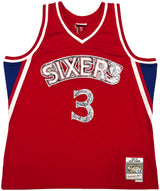 Philadelphia 76ers Allen Iverson Autographed Red Authentic Mitchell & Ness 1996-97 HWC Swingman Diamond NBA 75th Anniversary Jersey Size 2XL Beckett BAS Witness Stock #253627