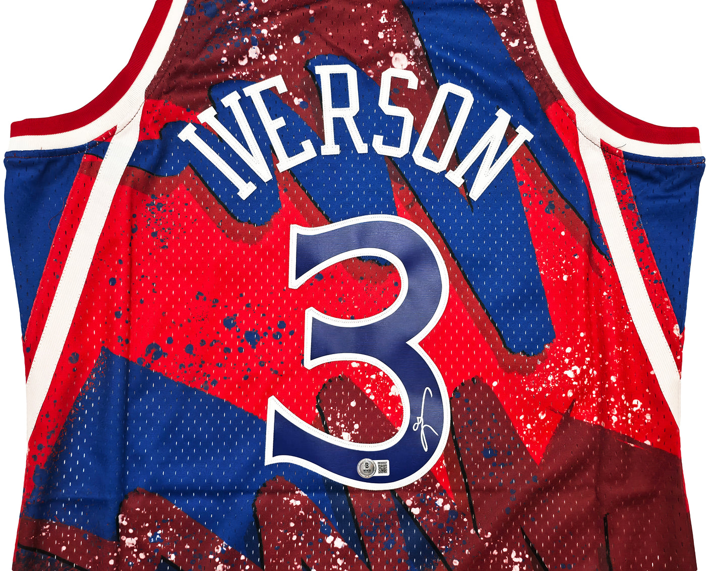 Philadelphia 76ers Allen Iverson Autographed Red Authentic Mitchell & Ness 1996-97 HWC Swingman Hyper Hoops Jersey Size L Beckett BAS Witness Stock #253628