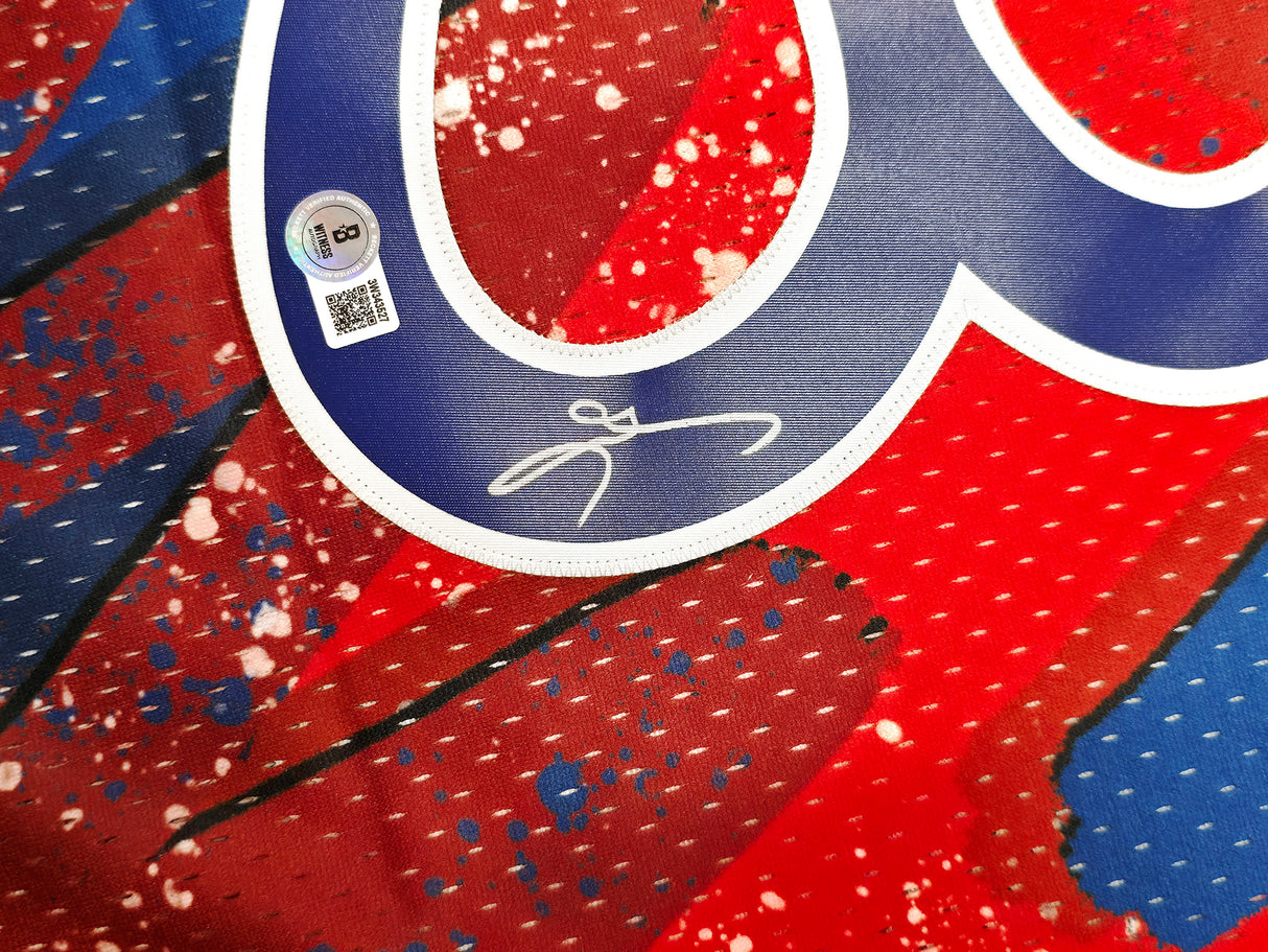 Philadelphia 76ers Allen Iverson Autographed Red Authentic Mitchell & Ness 1996-97 HWC Swingman Hyper Hoops Jersey Size L Beckett BAS Witness Stock #253628