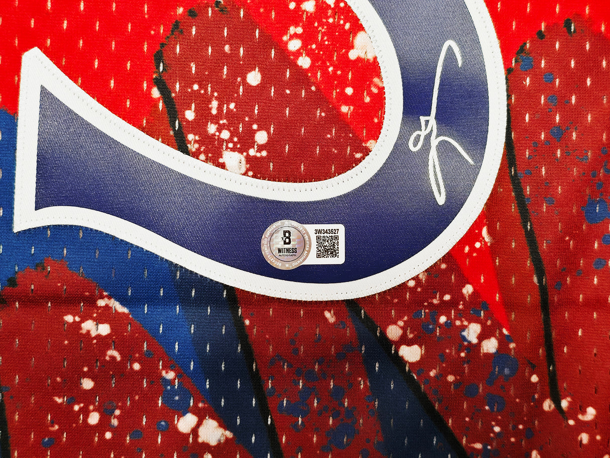 Philadelphia 76ers Allen Iverson Autographed Red Authentic Mitchell & Ness 1996-97 HWC Swingman Hyper Hoops Jersey Size L Beckett BAS Witness Stock #253628