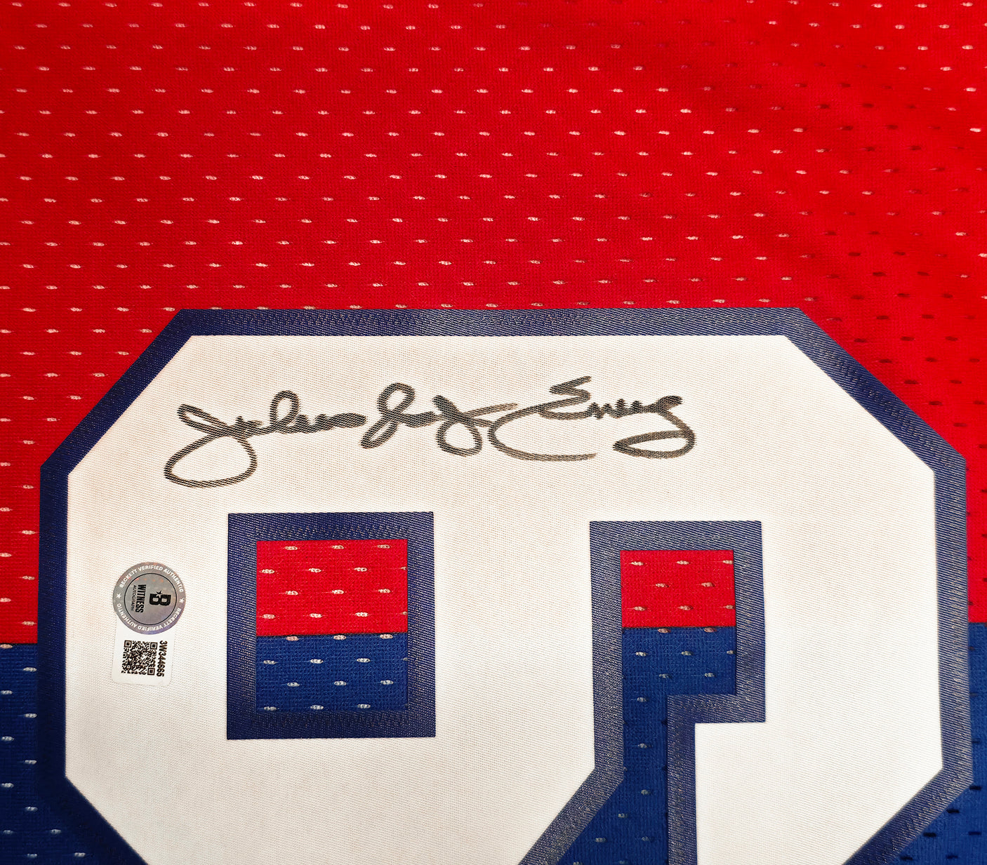 Philadelphia 76ers Julius "Dr. J" Erving Autographed Red & Blue Authentic Mitchell & Ness 1982-83 HWC Swingman Jersey Size L Beckett BAS Witness Stock #253700