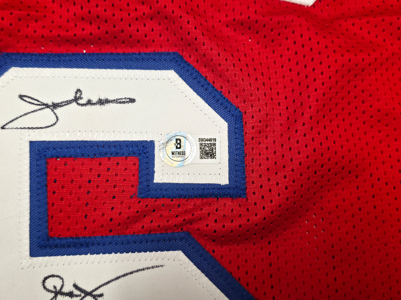 Philadelphia 76ers Julius "Dr. J" Erving Autographed Red Jersey Beckett BAS Witness Stock #253704