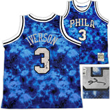 Philadelphia 76ers Allen Iverson Autographed Blue Authentic Mitchell & Ness 1996-97 HWC Swingman Galaxy Jersey Size XL Beckett BAS Witness Stock #253622