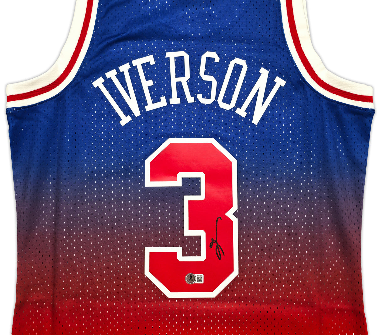 Philadelphia 76ers Allen Iverson Autographed Red Authentic Mitchell & Ness 1996-97 HWC Swingman Fadeaway Jersey Size M Beckett BAS Witness Stock #253631