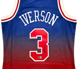 Philadelphia 76ers Allen Iverson Autographed Red Authentic Mitchell & Ness 1996-97 HWC Swingman Fadeaway Jersey Size M Beckett BAS Witness Stock #253631