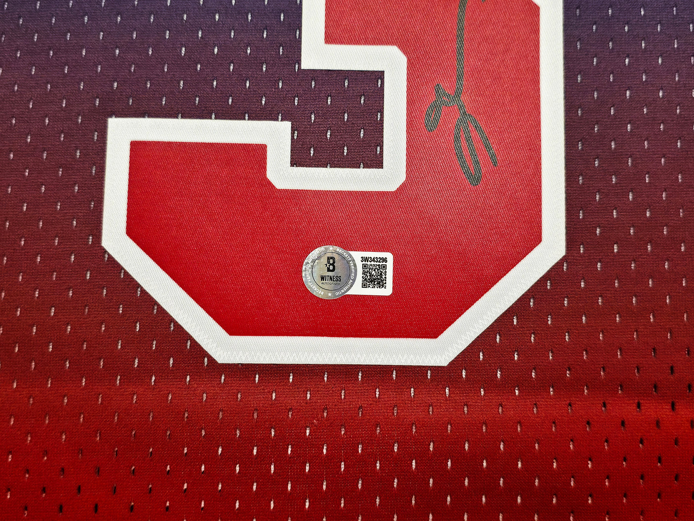 Philadelphia 76ers Allen Iverson Autographed Red Authentic Mitchell & Ness 1996-97 HWC Swingman Fadeaway Jersey Size M Beckett BAS Witness Stock #253631