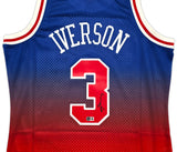 Philadelphia 76ers Allen Iverson Autographed Red Authentic Mitchell & Ness 1996-97 HWC Swingman Fadeaway Jersey Size L Beckett BAS Witness Stock #253632