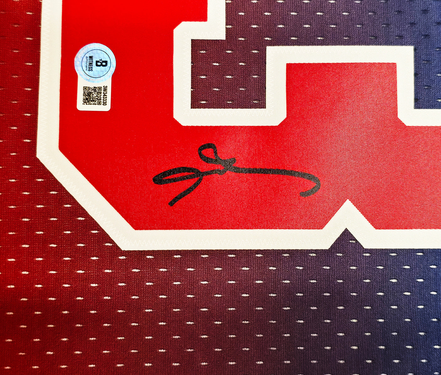 Philadelphia 76ers Allen Iverson Autographed Red Authentic Mitchell & Ness 1996-97 HWC Swingman Fadeaway Jersey Size L Beckett BAS Witness Stock #253632