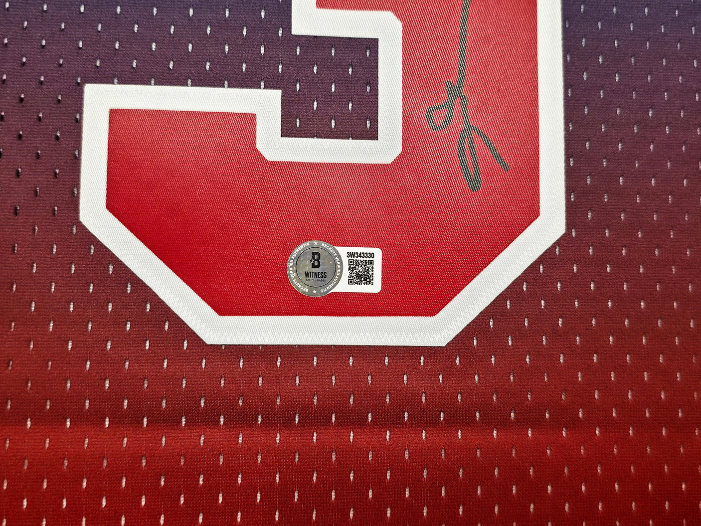 Philadelphia 76ers Allen Iverson Autographed Red Authentic Mitchell & Ness 1996-97 HWC Swingman Fadeaway Jersey Size L Beckett BAS Witness Stock #253632