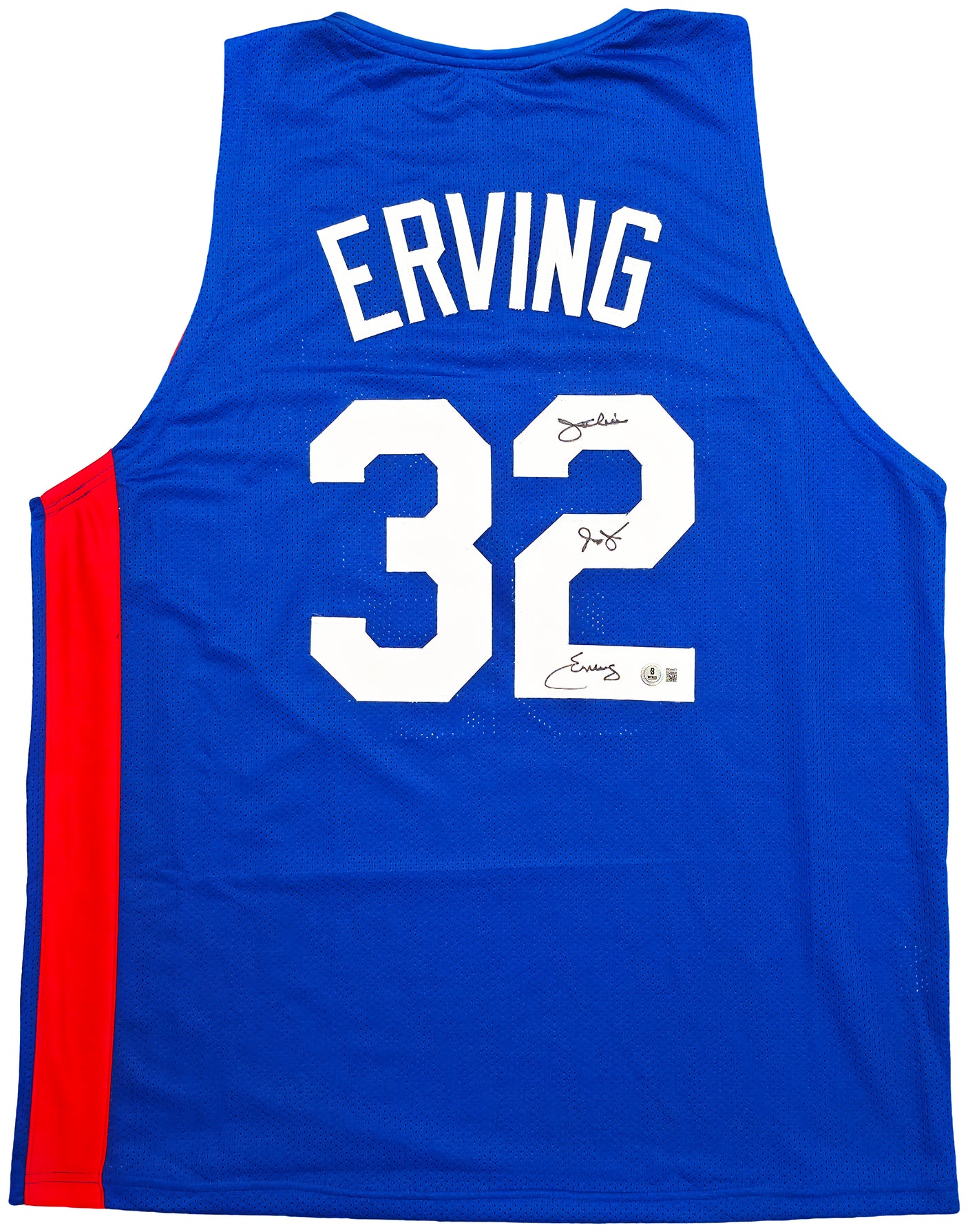 New York Nets Julius "Dr. J" Erving Autographed Blue Jersey Beckett BAS Witness Stock #253705