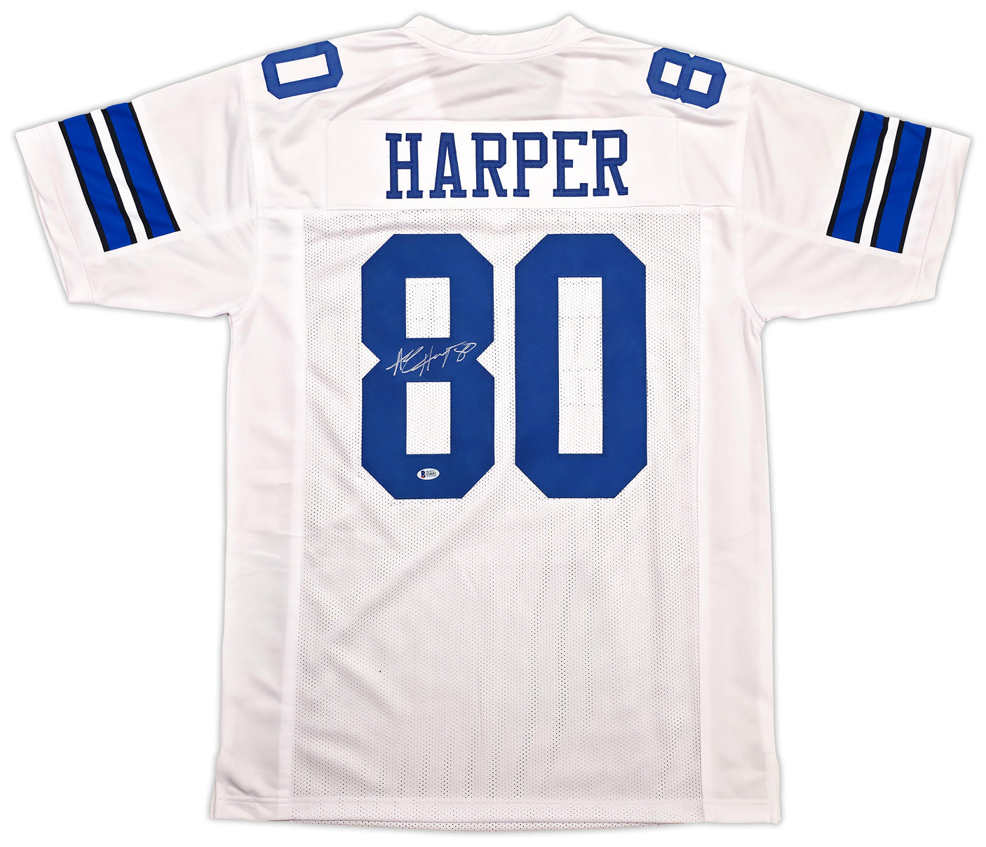 Dallas Cowboys Alvin Harper Autographed White Jersey Beckett BAS Witness Stock #253766