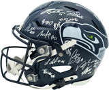 Seattle Seahawks Super Bowl LX Champions Autographed Blue Full Size SpeedFlex Authentic Helmet With 28 Signatures Including Sam Darnold & Jaxon Smith-Njigba Beckett BAS Witness Stock #268080