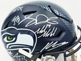 Seattle Seahawks Super Bowl LX Champions Autographed Blue Full Size SpeedFlex Authentic Helmet With 28 Signatures Including Sam Darnold & Jaxon Smith-Njigba Beckett BAS Witness Stock #268080