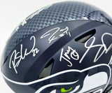 Seattle Seahawks Super Bowl LX Champions Autographed Blue Full Size SpeedFlex Authentic Helmet With 28 Signatures Including Sam Darnold & Jaxon Smith-Njigba Beckett BAS Witness Stock #268080